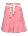 High Woman Shorts & Bermuda Shorts Antique Rose Size 10 Cupro, Linen, Cotton In Pink