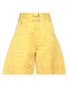 High Woman Shorts & Bermuda Shorts Marigold Size 6 Hemp, Cotton, Cupro In Yellow