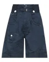 High Woman Shorts & Bermuda Shorts Midnight Blue Size 2 Hemp, Cotton, Cupro In Blue