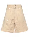 High Woman Shorts & Bermuda Shorts Sand Size 4 Hemp, Cotton, Cupro In Beige
