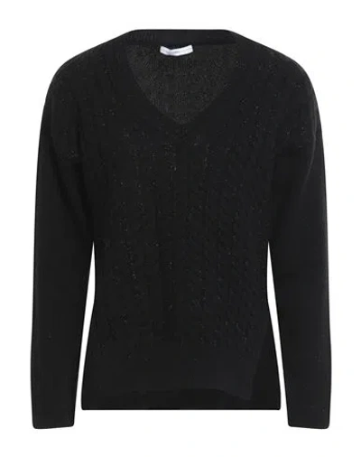 High Woman Sweater Black Size L Wool, Nylon, Rayon, Polyester, Metallic Fiber