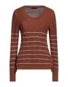 High Woman Sweater Brown Size Xl Cotton In Brown