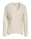 High Woman Sweater Ivory Size L Wool, Nylon, Rayon, Polyester, Metallic Fiber In White