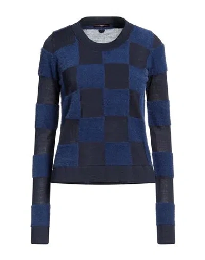 High Woman Sweater Navy Size M Nylon, Virgin Wool, Acrylic In Navy Blue