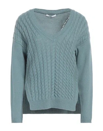 High Woman Sweater Pastel Blue Size L Wool, Nylon, Rayon, Polyester, Metallic Fiber