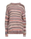 High Woman Sweater Antique Rose Size L Mohair Wool, Alpaca Wool, Nylon In Pink