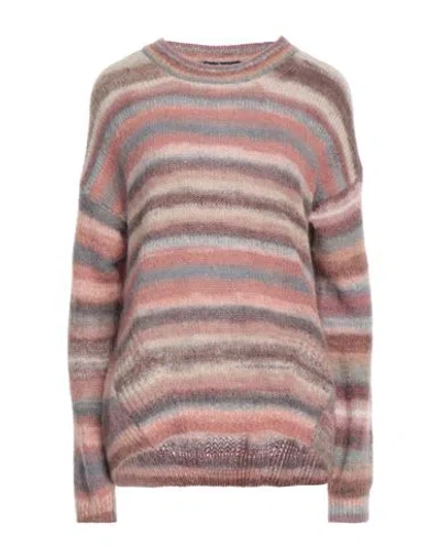 High Woman Sweater Pastel Pink Size L Mohair Wool, Alpaca Wool, Nylon
