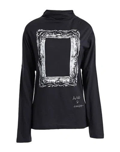 High Woman T-shirt Black Size L Wool