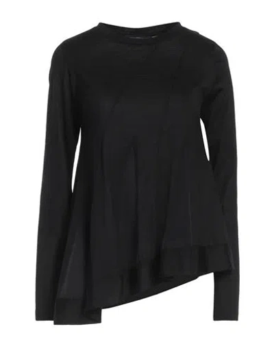 High Woman T-shirt Black Size L Wool, Rayon, Cupro