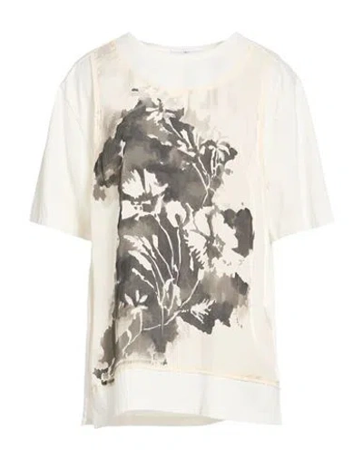 High Woman T-shirt Cream Size S Cotton In White