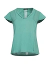 High Woman T-shirt Emerald Green Size L Cotton, Linen, Rayon