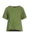 High Woman T-shirt Military Green Size L Cotton, Elastane