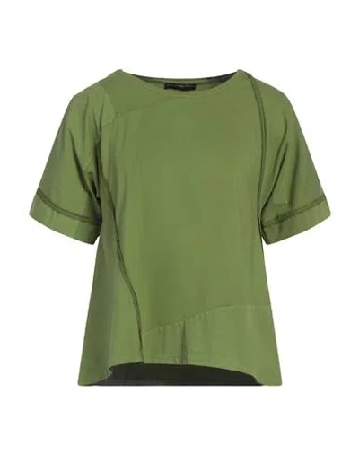 High Woman T-shirt Military Green Size L Cotton, Elastane