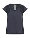 High Woman T-shirt Navy Size Xs Cotton, Linen, Rayon In Navy