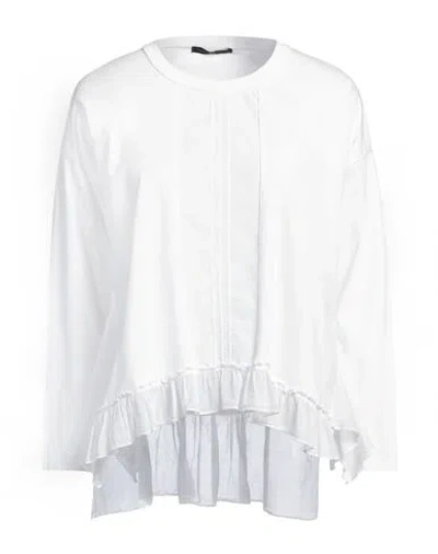 High Woman T-shirt White Size L Cotton, Elastane