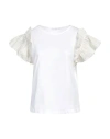 Shop High Woman T-shirt White Size M Cotton, Silk