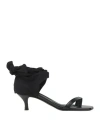 High Woman Thong Sandal Black Size 8 Leather, Textile Fibers In Black