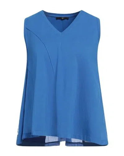 High Woman Top Blue Size M Cotton, Elastane