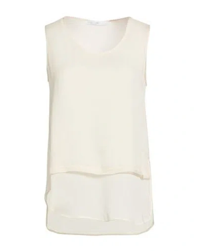 High Woman Top Cream Size 6 Silk In White