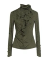 High Woman Top Military Green Size M Polyamide, Elastane In Green