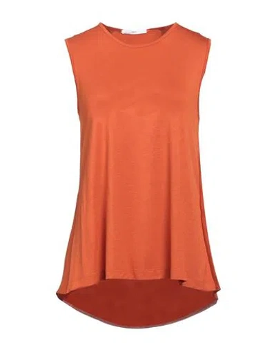 High Woman Top Orange Size M Rayon, Silk