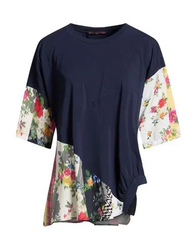 High Woman T-shirt Midnight Blue Size Xl Cotton, Elastane, Polyester