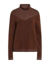 High Woman Turtleneck Brown Size S Virgin Wool, Nylon, Wool, Alpaca Wool