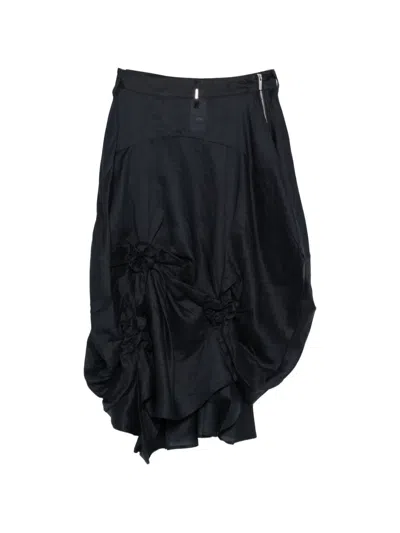 High Zip-up Midi Skirt In Black