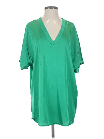 Pre-owned Highland Park Short Sleeve Blouse In Green