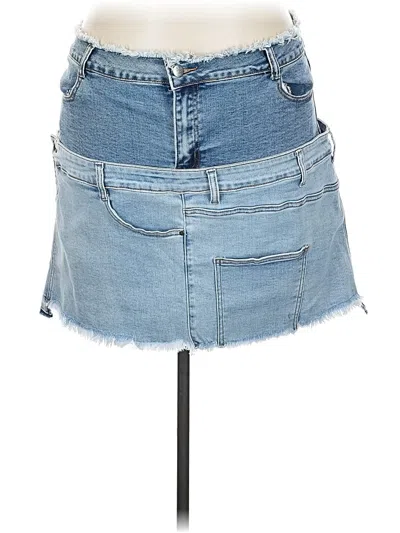 Pre-owned Highlights Denim Skirt In Blue