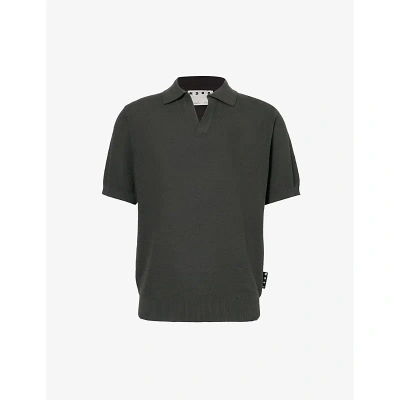 Highsnobiety Mens Black Hs05 Brand-tab Relaxed-fit Cotton-knit Polo Shirt