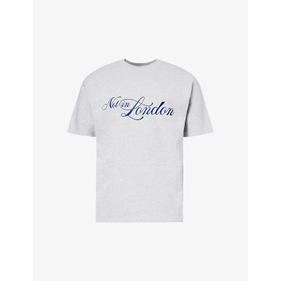 Highsnobiety Mens Light Grey Not In London Brand-print Cotton-jersey T-shirt