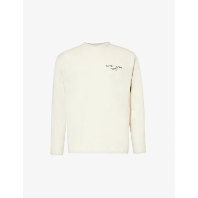 Highsnobiety Mens Off White Not In London Brand-print Long-sleeved Cotton-jersey T-shirt