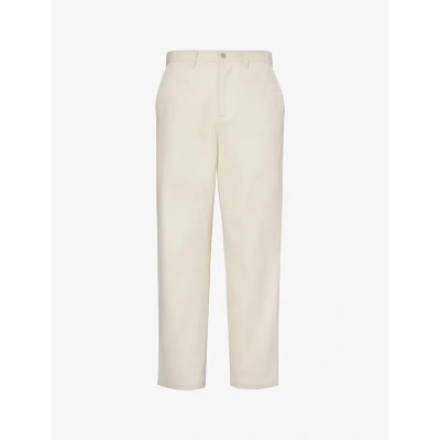 Highsnobiety Mens Ivory Relaxed-fit Tapered-leg Cotton-twill Trousers
