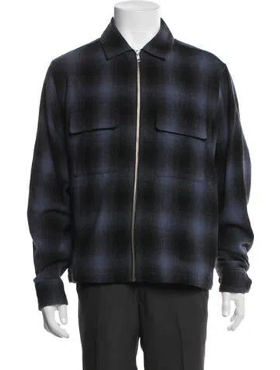 Pre-owned Highsnobiety Wool Plaid Print Bomber Jacket In Blue