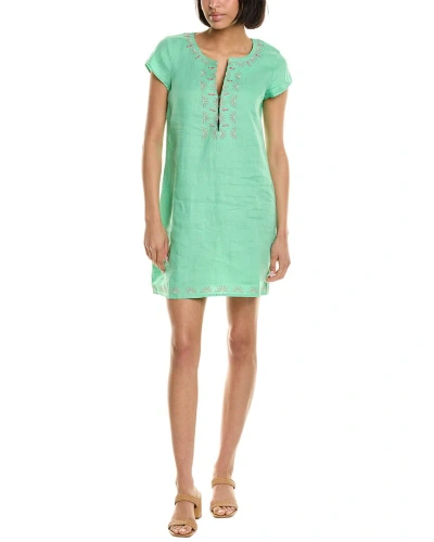 Hiho Rachel Linen Shift Dress In Green