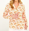 Hiho Twig Linen Shirt In Dominica Fan Print In Beige