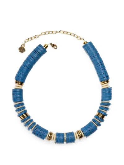 Hijas De Puka Jaipur Blue Maria Rondelle Necklace In Gold