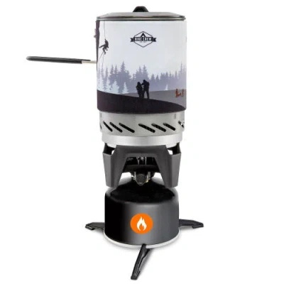 Hike Crew Portable Stove & Cooking System With 1l Pot, Compact Propane Stove Cooktop With Handle In Black