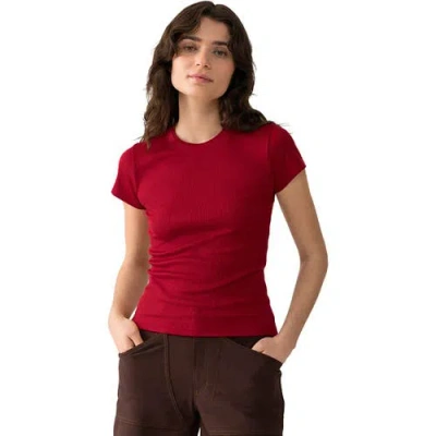 Hikerkind Ribbed Merino T-shirt In Burgundy