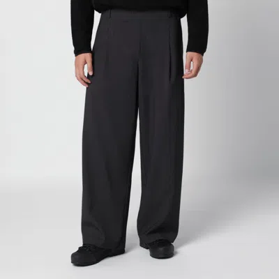 Hiking Patrol Dark Grey Pleated Trousers In Viscose Blend In Yellow