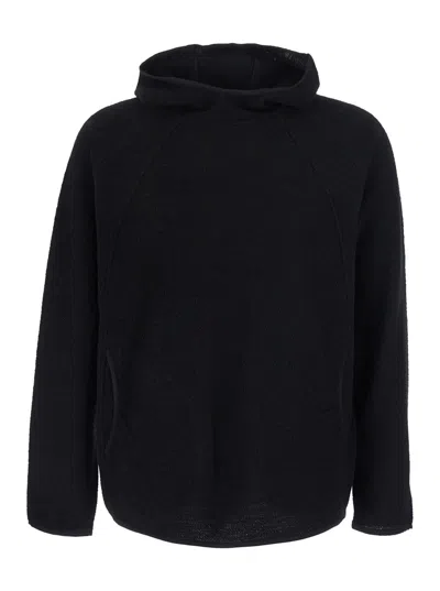 Hiking Patrol High-neck Tech Fabric Pullover With Long Sleeves For Men In Black