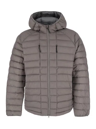 Hiking Patrol Hooded Technical Fabric Down Jacket In Brown