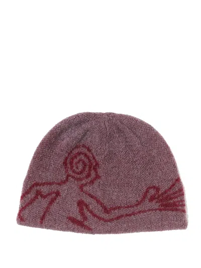 Hiking Patrol Mascot Mohair Mixed Knit Beanie In Brown