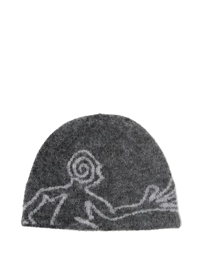 Hiking Patrol Mascot Mohair Mixed Knit Beanie In Gray