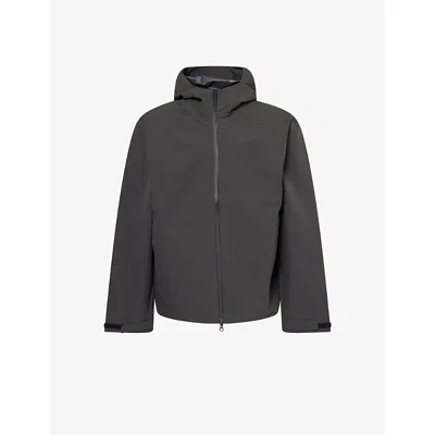 Hiking Patrol Mens Charcoal Black Hooded Waterproof Nylon Blend Jacket