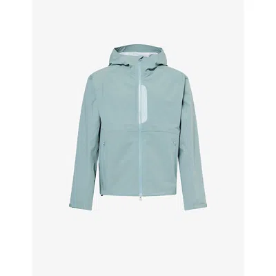 Hiking Patrol Mens Turquoise Hooded Waterproof Nylon Blend Jacket Xl In Blue