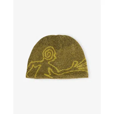 Hiking Patrol Mens Yellow Moscot Wool-blend Beanie In Brown