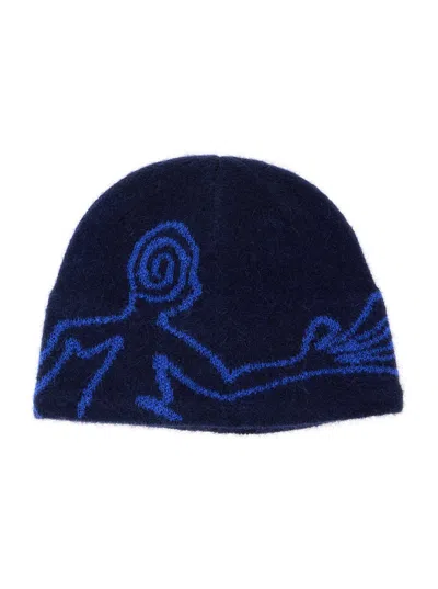 Hiking Patrol Tech Fabric Hat With Embroidered Logo Patch And Adjustable Back In Blue