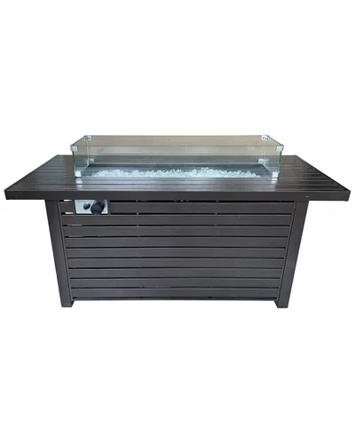 Hiland Az Patio Heaters Outdoor Rectangle Fire Pit In Metallic